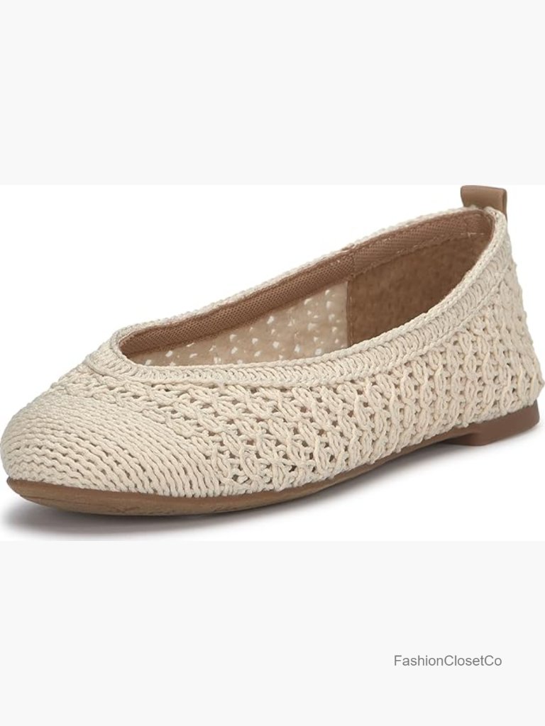 Knit Ballet Flat With Ortholite Sole, Slip-On Almond Toe